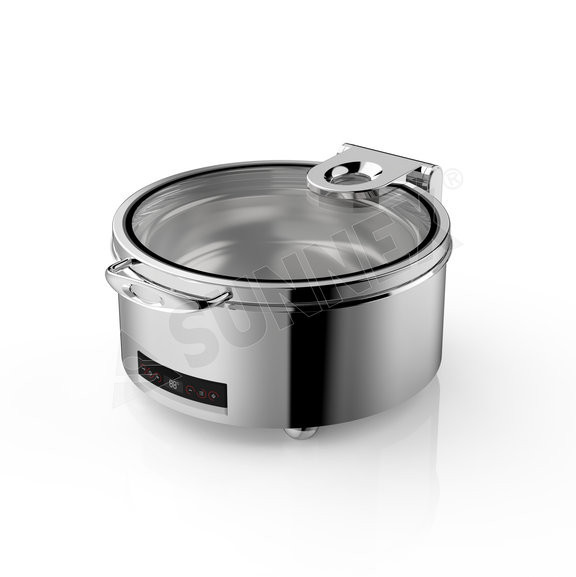 SUNNEX Stainless Steel Round Waterless Chafer Electric Chafer